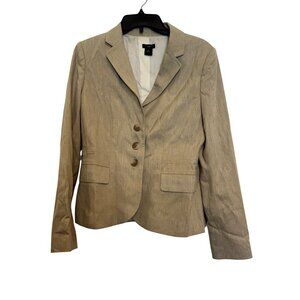 Ann Taylor Womens Blazer Size 6 Beige Button-Front Tailored Career Jacket